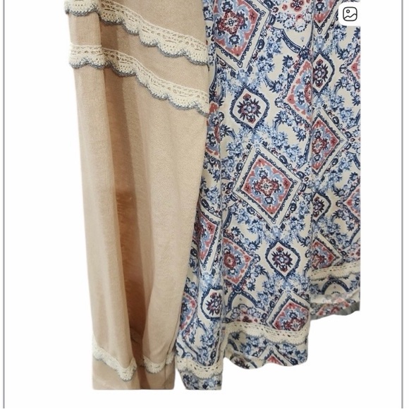 POL Bohemian Beige and Blue Patterned Women's Top - Picture 5 of 6